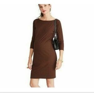 Elegant Brown Checkered Dress